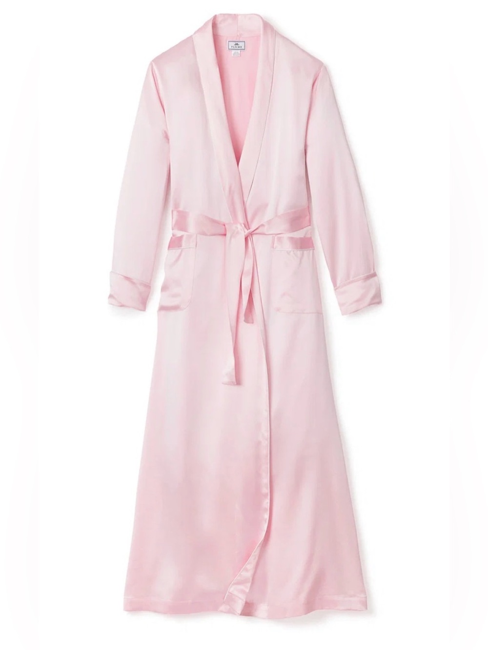 PETITE PLUME Silk Long Robe in mulberry light pink